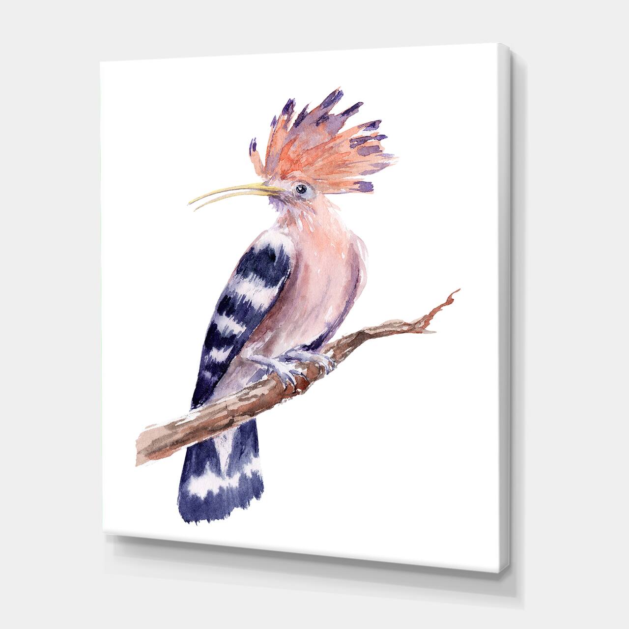 Designart - Vintage Hoopoe Bird On A Branch - Traditional Canvas Wall Art Print